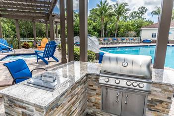 Two Poolside Grilling Stations with Seating